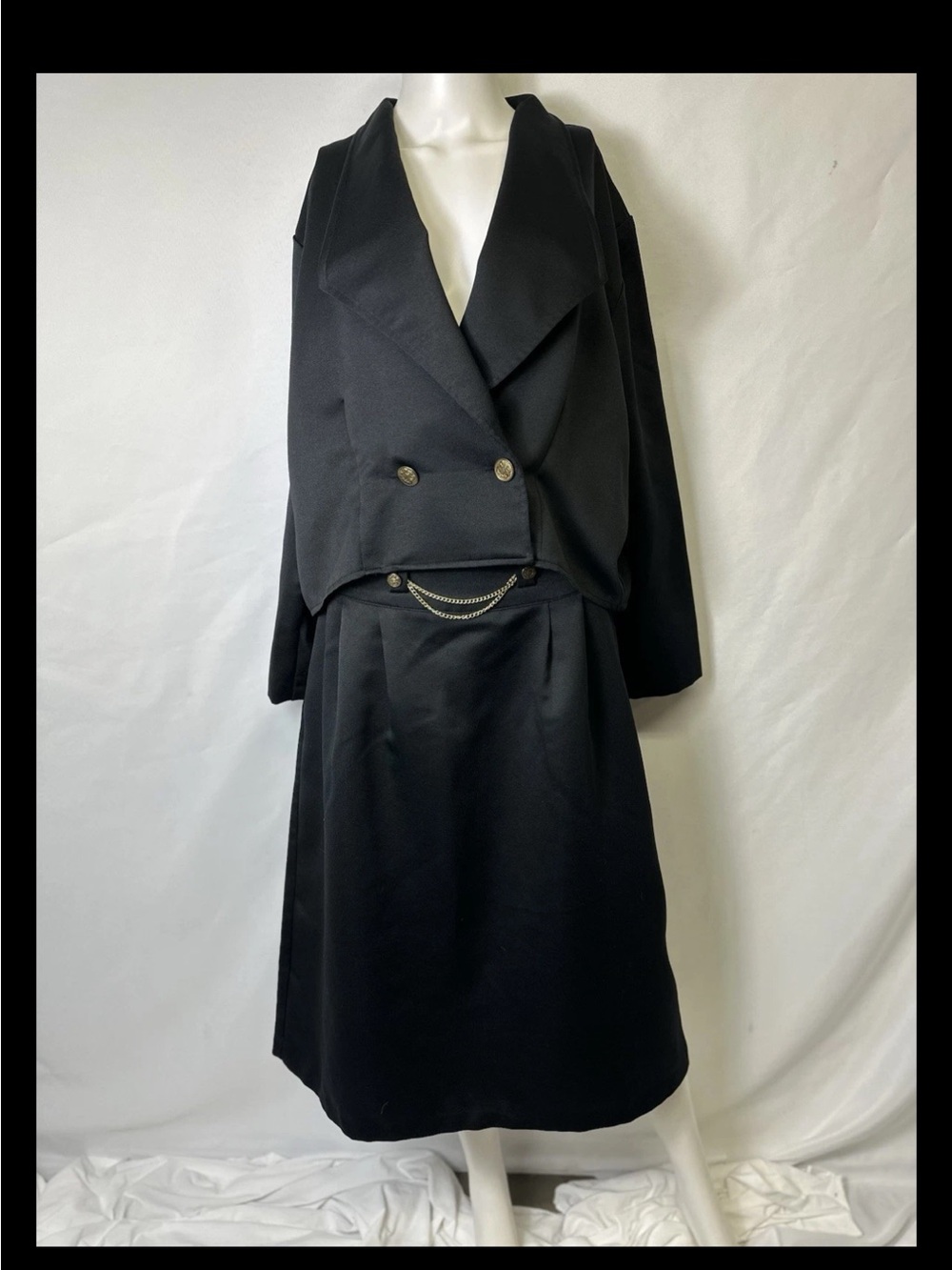 VINTAGE 2 PIECE SKIRT SET BY PRETENSE SIZE 20W BLACK 100% POLYESTER